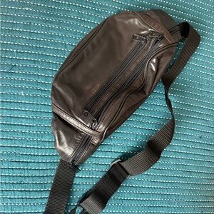 Men's Black Leather Belt Bag